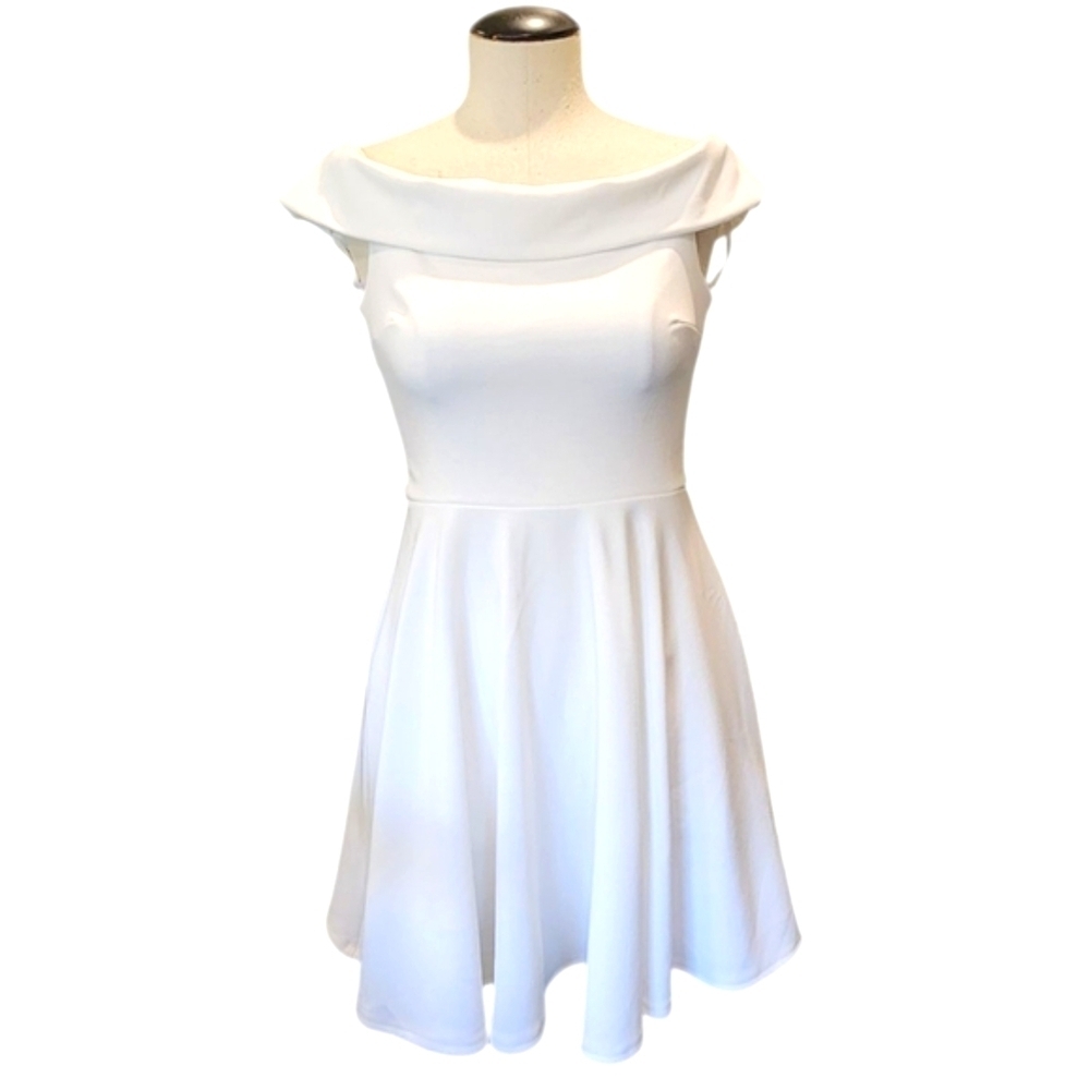 B Darlin White A-Line Cap Sleeve Dress
